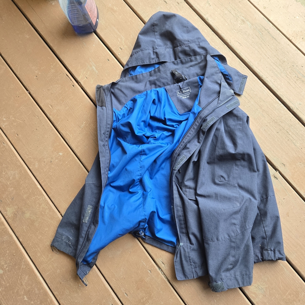L.L. Bean Kids Navy Raincoat with Bright Blue Lining